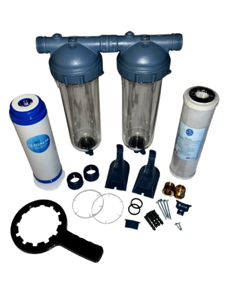 Der Quellklar Wohnmobil (WoMo) Wasserfilter: damit auch unterwegs sauberes Wasser fließt. Mit Aktivkohle- und Ultrafilter