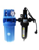 Haus Wasserfilter zur Wasserreinigung , im Big Blue für vorgefiltertes Brunnenwasser mit UV Desinfektionslampe, 2 stufig.