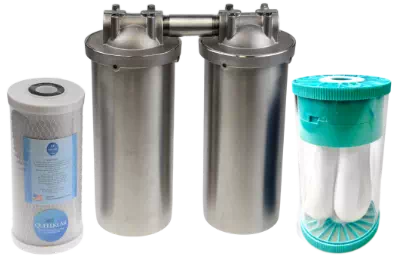 Duo Hauswasser Filter: Aktivekohle und Ultrafilter im Edelstahlgehäuse