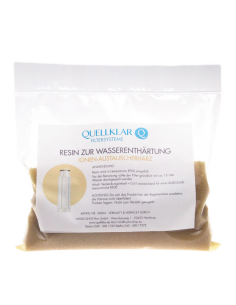 Resin zur Entfernung der Wasserhärte aus (Trink-)Wasser. Zur Verwendung in Filteranlage mit Leerpatrone (Quellklar RF 00)