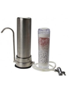 Bergkristall + Rosenquarz + Weissmarmor im Durchflussfilter.